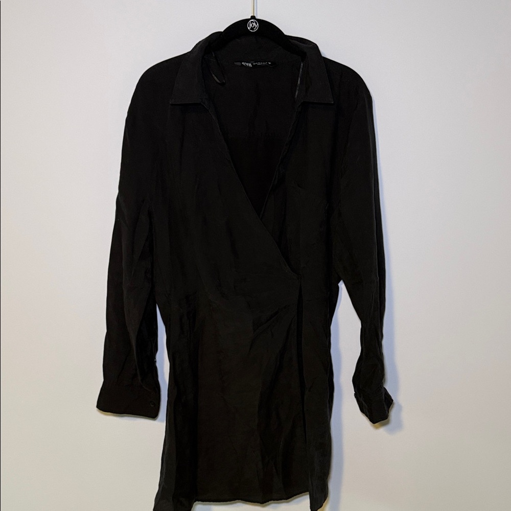 Zara Elegant Black Wrap Mini Dress
